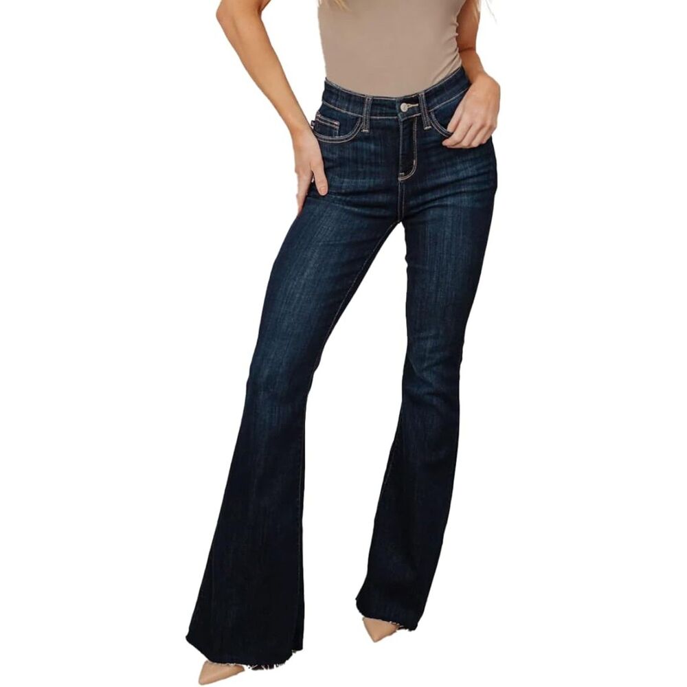 Judy Blue Women's High-Rise Raw Hem Tall Flare Jeans Size 9/29